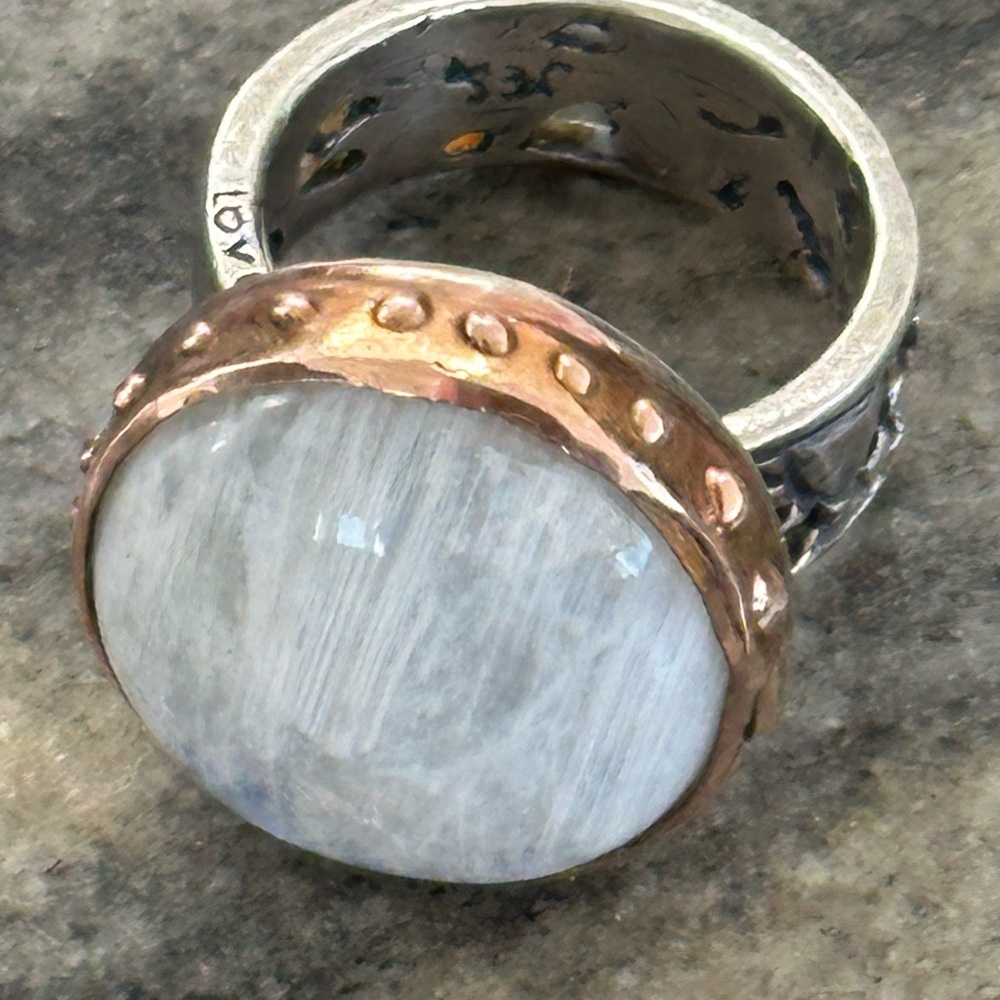Jes Maharry “Rosa Blanca” moonstone ring. New in box.